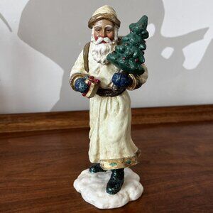 Department 56 Cream Santa St Nick w/ Tree Taper Candle Holder Christmas Figurine